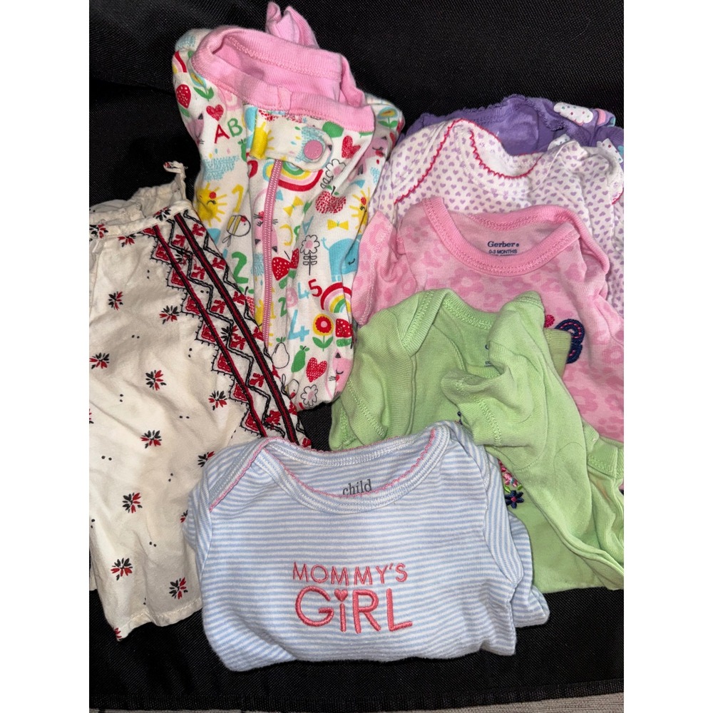 Baby Girl Clothes Bundle 0-3M Old Navy Gerber Childrens Place Sleeper Bodysuits